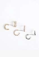 3 Pack Variety Huggie Hoop Earring Set