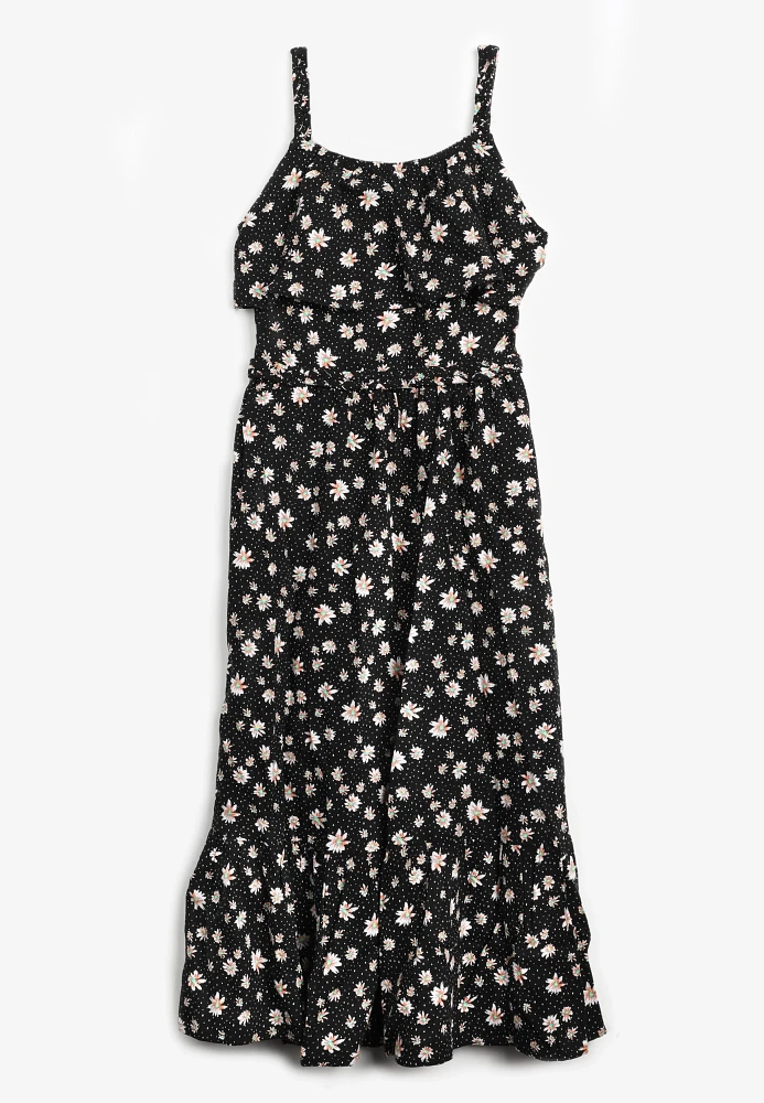 Girls Floral Dot Midi Dress