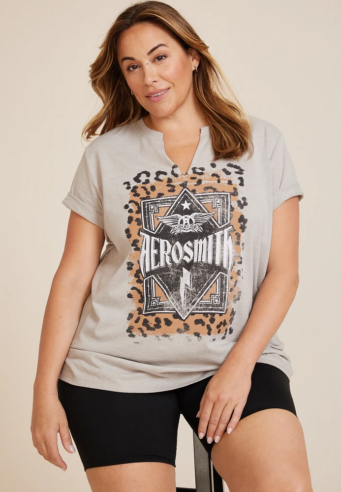 Plus Aerosmith Oversized Fit Graphic Tee