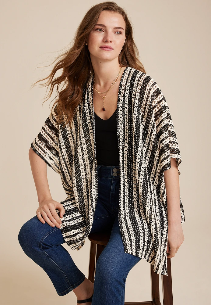 Striped Crochet Kimono