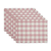 Design Imports Set of 6 Check Fringed Placemats