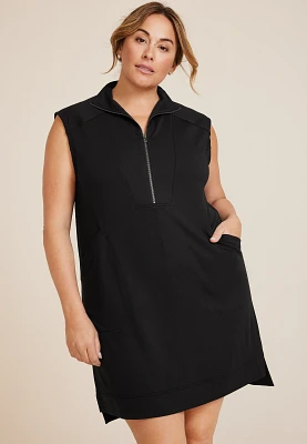 Plus 24/7 Zip Front Sleeveless Dress