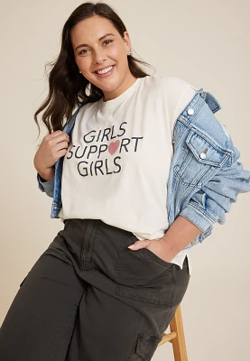 Plus Girls Support Oversized Fit Graphic Tee