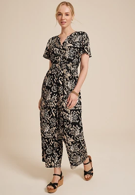 Floral Notch Neck Jumpsuit