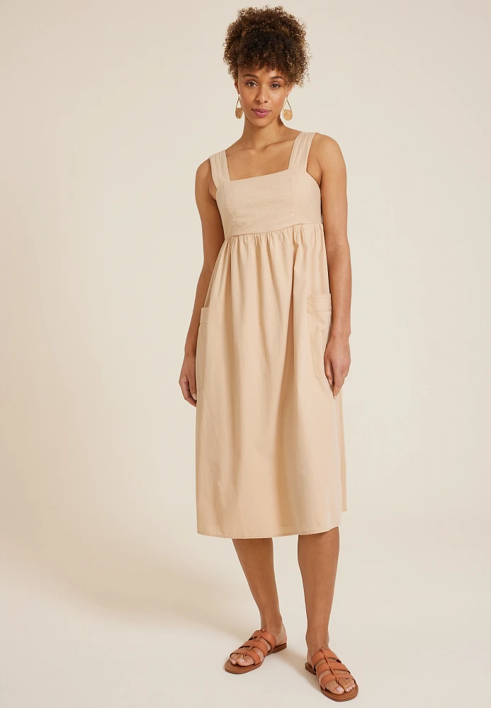 Sleeveless Poplin Midi Dress