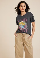 Stayin Alive Floral Skeleton Oversized Fit Graphic Tee