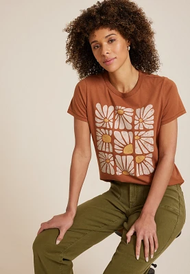 Stacked Retro Flower Classic Fit Graphic Tee