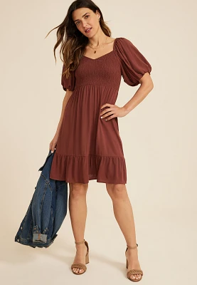 Sweetheart Bubble Short Sleeve Mini Dress