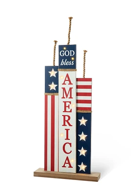 Glitzhome Lighted Wooden Patriotic Firecracker Decor