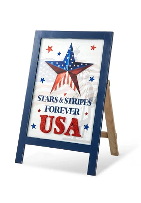 Glitzhome Patriotic And Americana Wooden Easel Decor