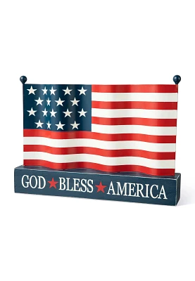 Glitzhome Metal Patriotic And Americana Flag Table Decor