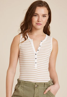 Henley Striped Tank Top