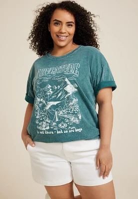 Plus Adventure Is Out There Oversized Fit Graphic Tee
