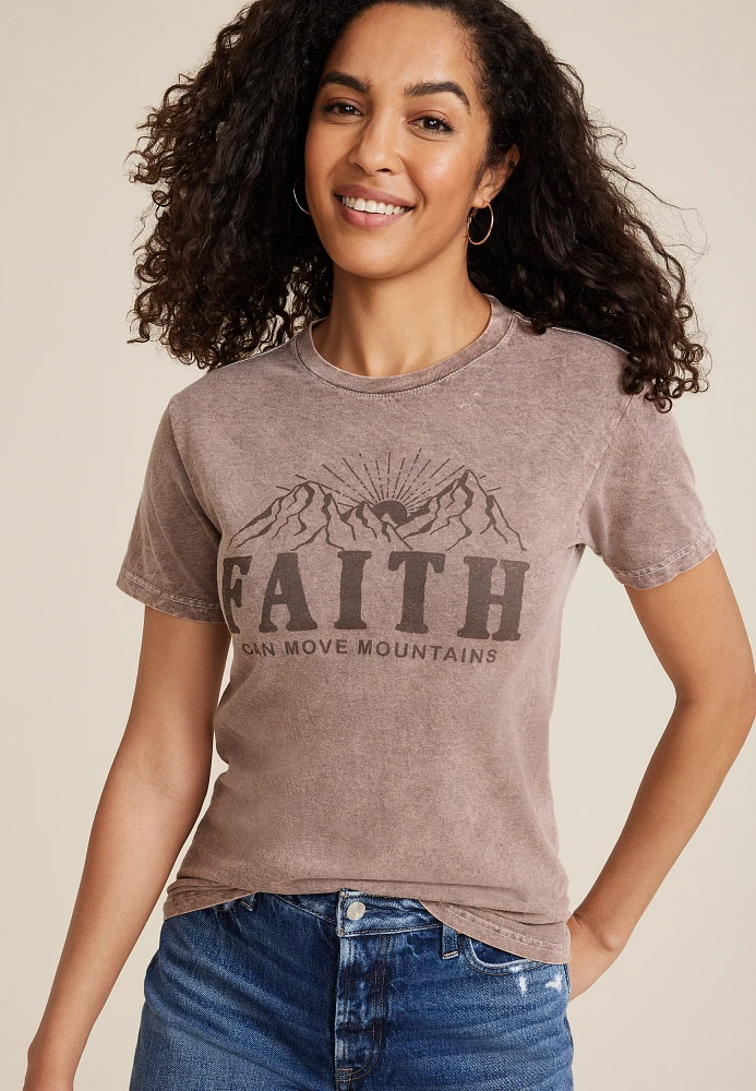 Faith Can Move Mountains Oversized Fit Graphic Tee