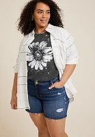 Plus Splatter Flower Oversized Fit  Graphic Tee