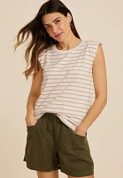 Striped Padded Shoulder Tank Top