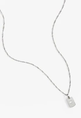 Silver Cut Out Heart Pendant Necklace