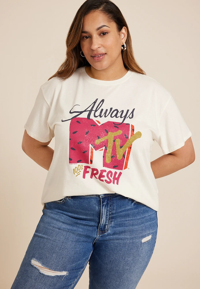 Plus Always Fresh MTV Oversized Fit Graphic Tee