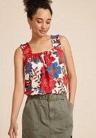 Floral Ruffle Strap Swing Tank Top