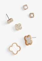 3 Pack Clover Stud Earring Set