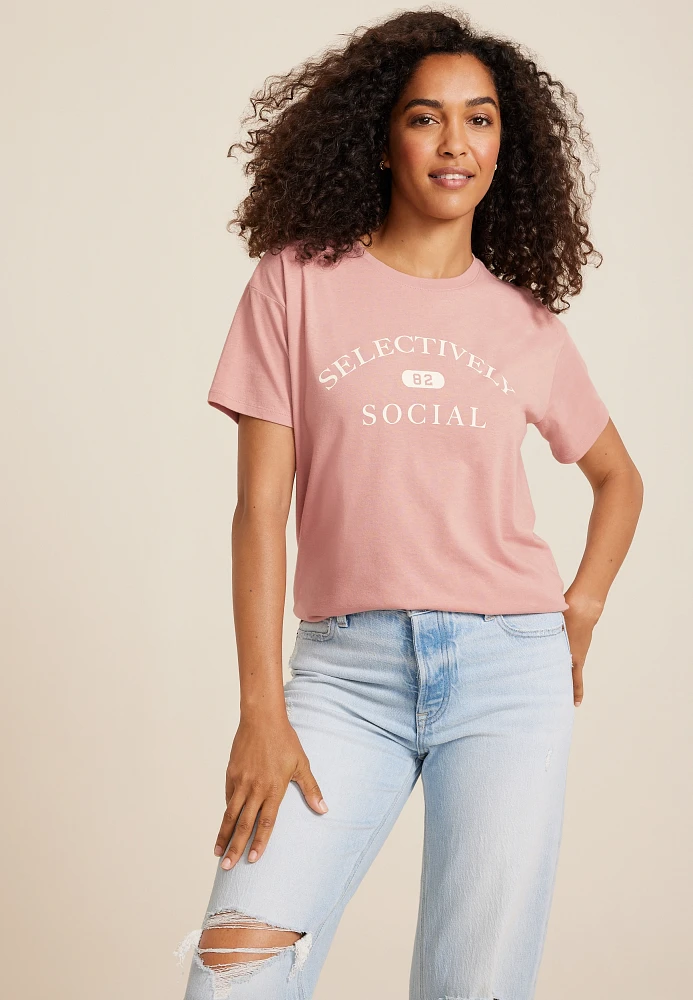 Selectively Social Oversized Fit Graphic Tee