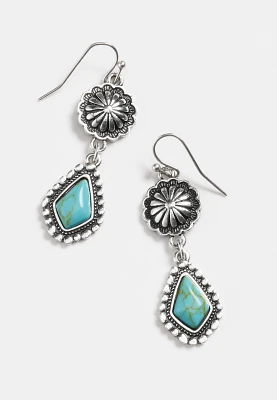 Turquoise And Silver Drop Earrings