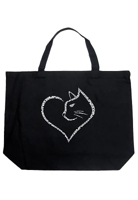 LA Pop Art Cat Heart Large Word Tote