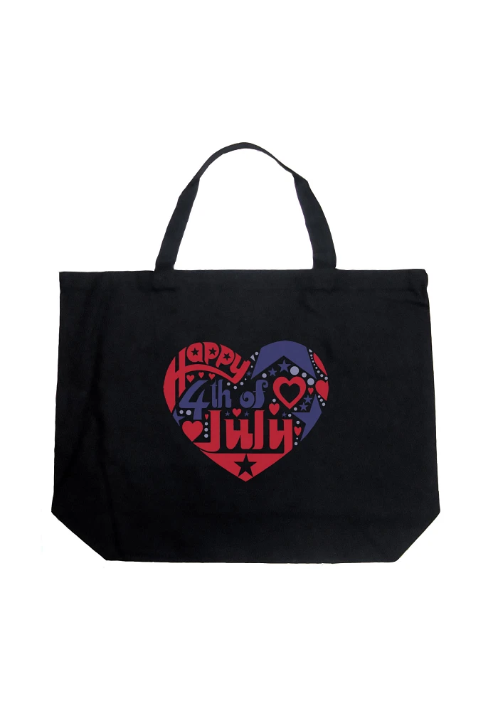 LA Pop Art Large July 4th Heart Word Tote