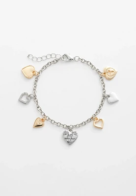 Faith Over Fear Heart Charm Bracelet