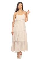 White Mark Scoop Neck Tier Maxi Dress