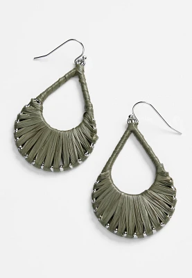 Olive Raffia Teardrop Earrings