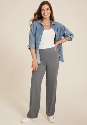 Heathered High Rise Luxe Wide Leg Pant