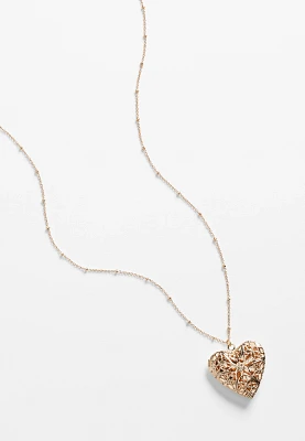 Gold Heart Locket Necklace