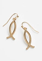 Gold Faith Fish Drop Earrings