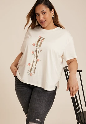 Plus Guns And Roses Oversized Fit Graphic Tee