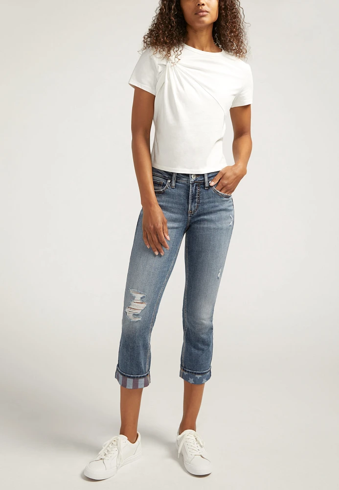 Silver Jeans Co.® Suki Curvy Mid Rise Luxe Stretch Americana Cuff Capri Jean