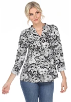 White Mark Pleated Floral Print Blouse