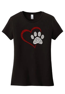 LA Pop Art Women's Paw Heart Word Graphic Tee