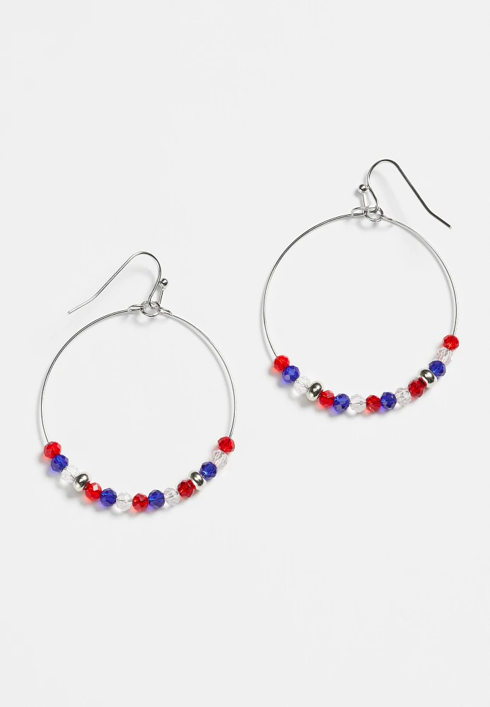 Americana Beaded Hoop Earrings