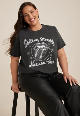 Plus Rolling Stones 1981 American Tour Glitter Relaxed Fit Graphic Tee