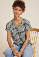 24/7 Waffle Camo V Neck Roll Short Sleeve Tee