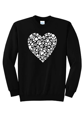 LA Pop Art Women's Paw Prints Heart Sweatshirt