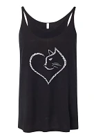 LA Pop Art Women's Cat Heart Premium Word Tank