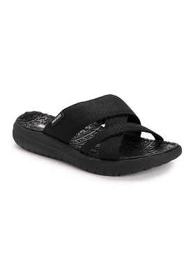 MUK LUKS Womens Sassy Cross-Over Slide Sandal