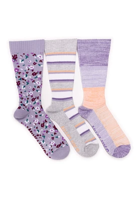 MUK LUKS Womens 3 Pack Cotton Compression Crew Socks