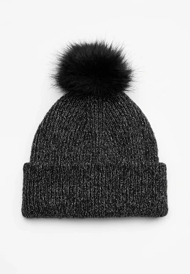 Marled Metallic Pom Beanie