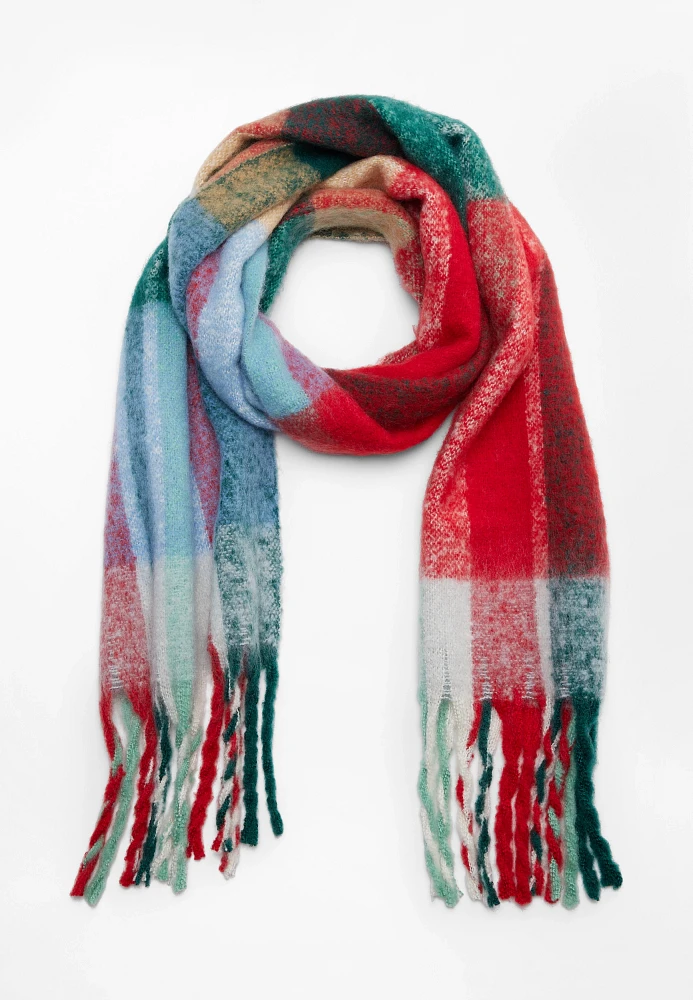 Brushed Multi Colored Plaid Scarf