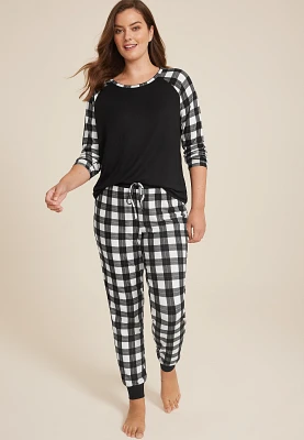 Raglan Long Sleeve Tee And Jogger Pajama Set