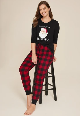 Dont Stop Believin Graphic Tee And Jogger Pajama Set