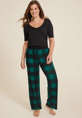 Buffalo Plaid Hacci Wide Leg Pajama Pants